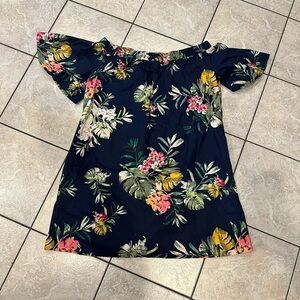 New York & Company Yellow and White Off-the-Shoulder Sundress